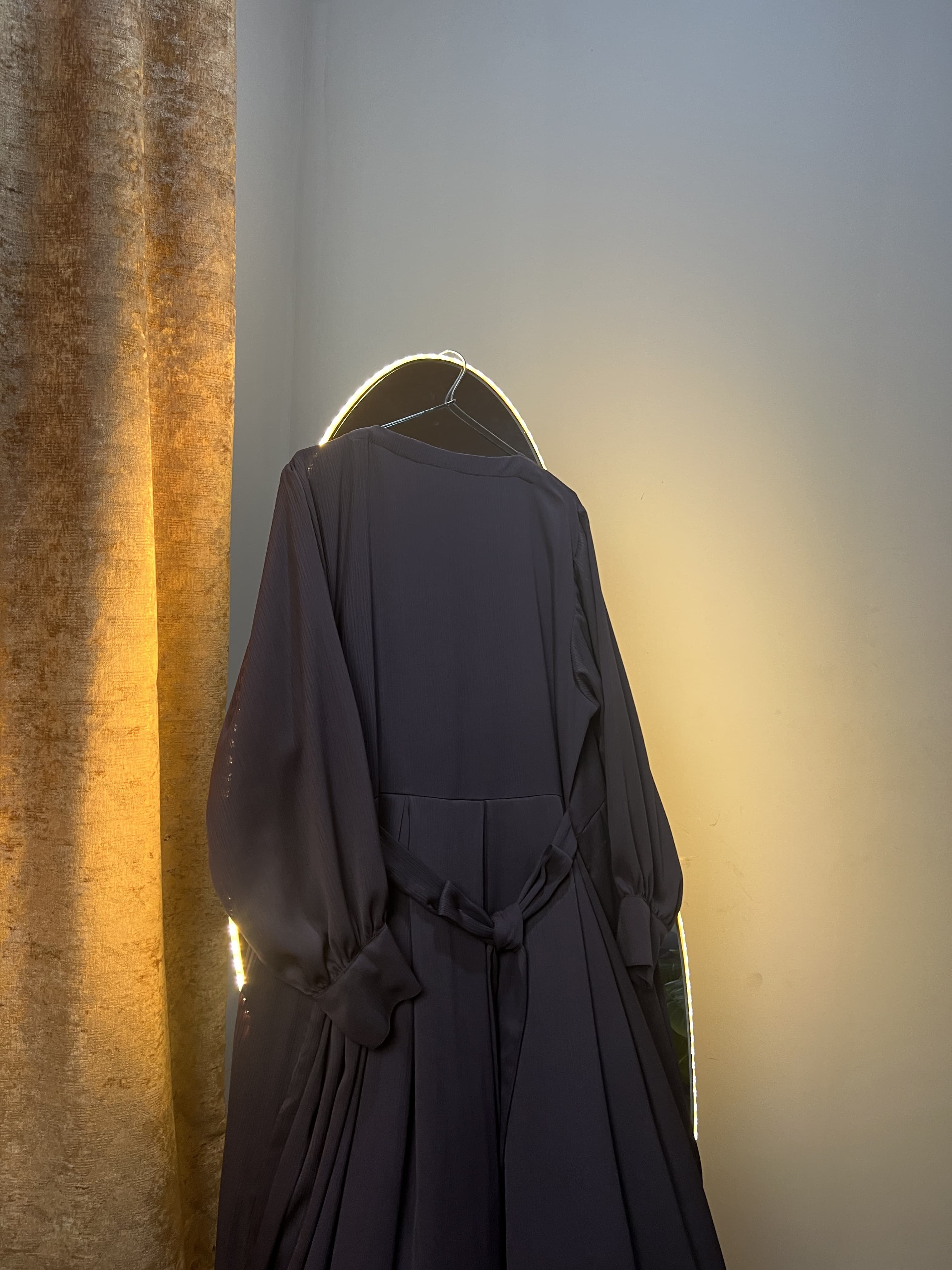 Slate Grey Frock Style Abaya Premium Zoom Nida Fabric view 5