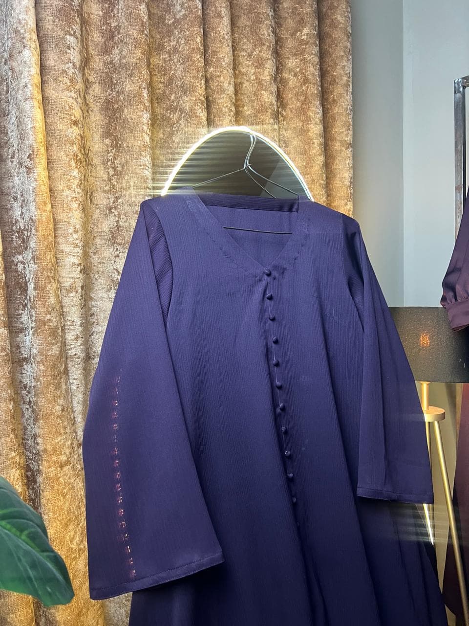 Purple Zoom Nida Button Detail Closed Abaya view 2