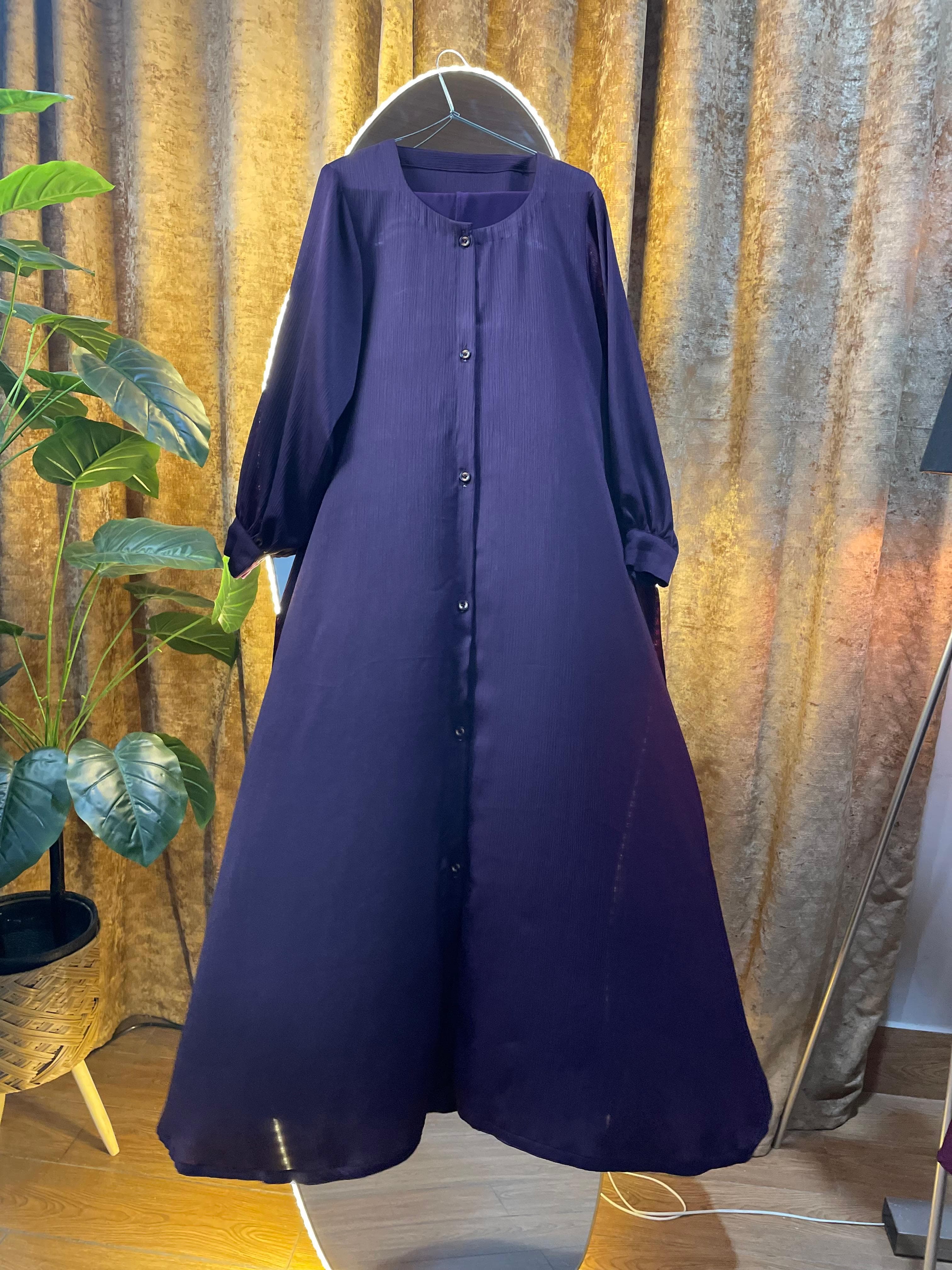 Purple Zoom Nida Open Button Abaya view 2
