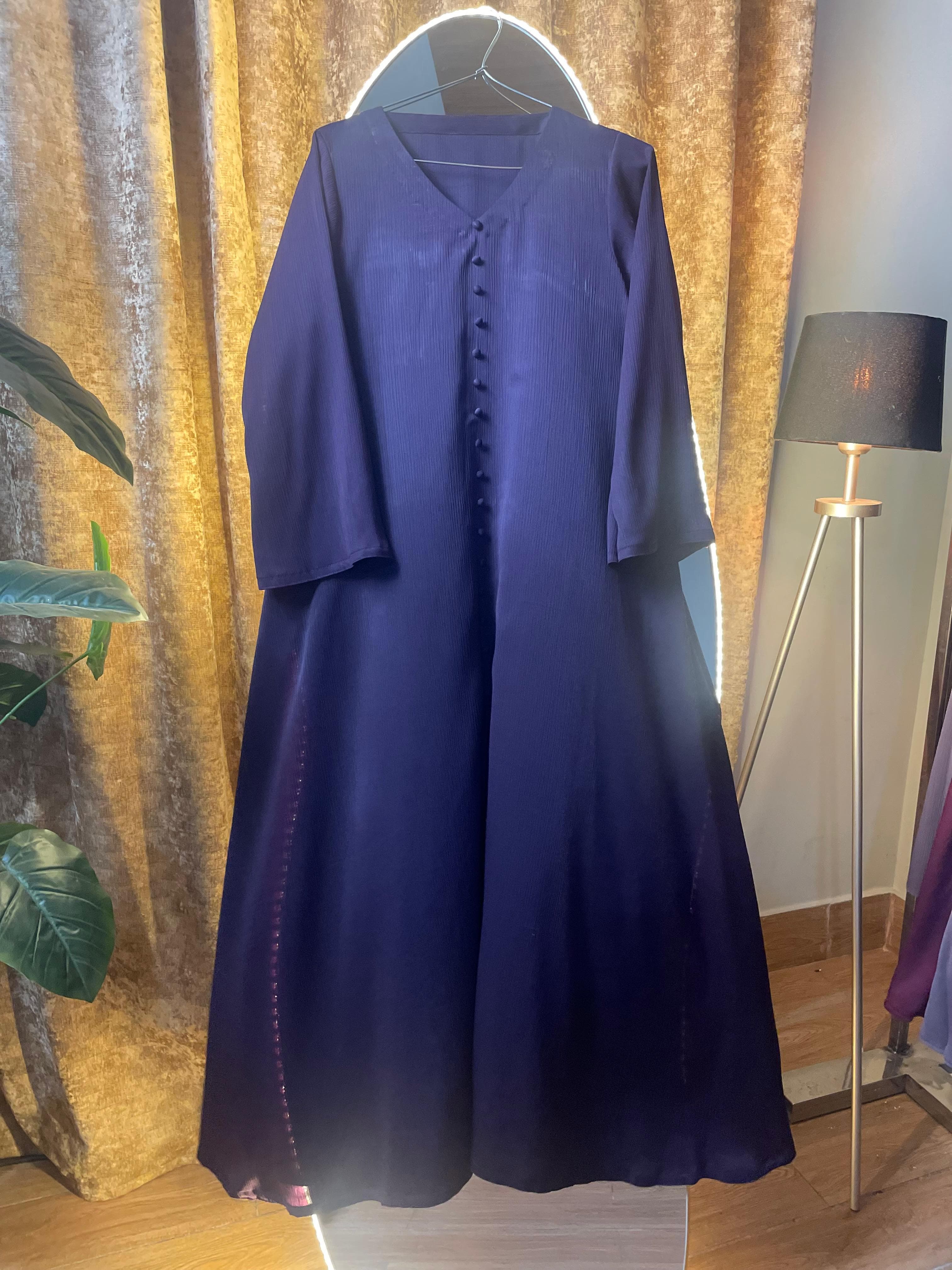 Purple Zoom Nida Button Detail Closed Abaya view 6