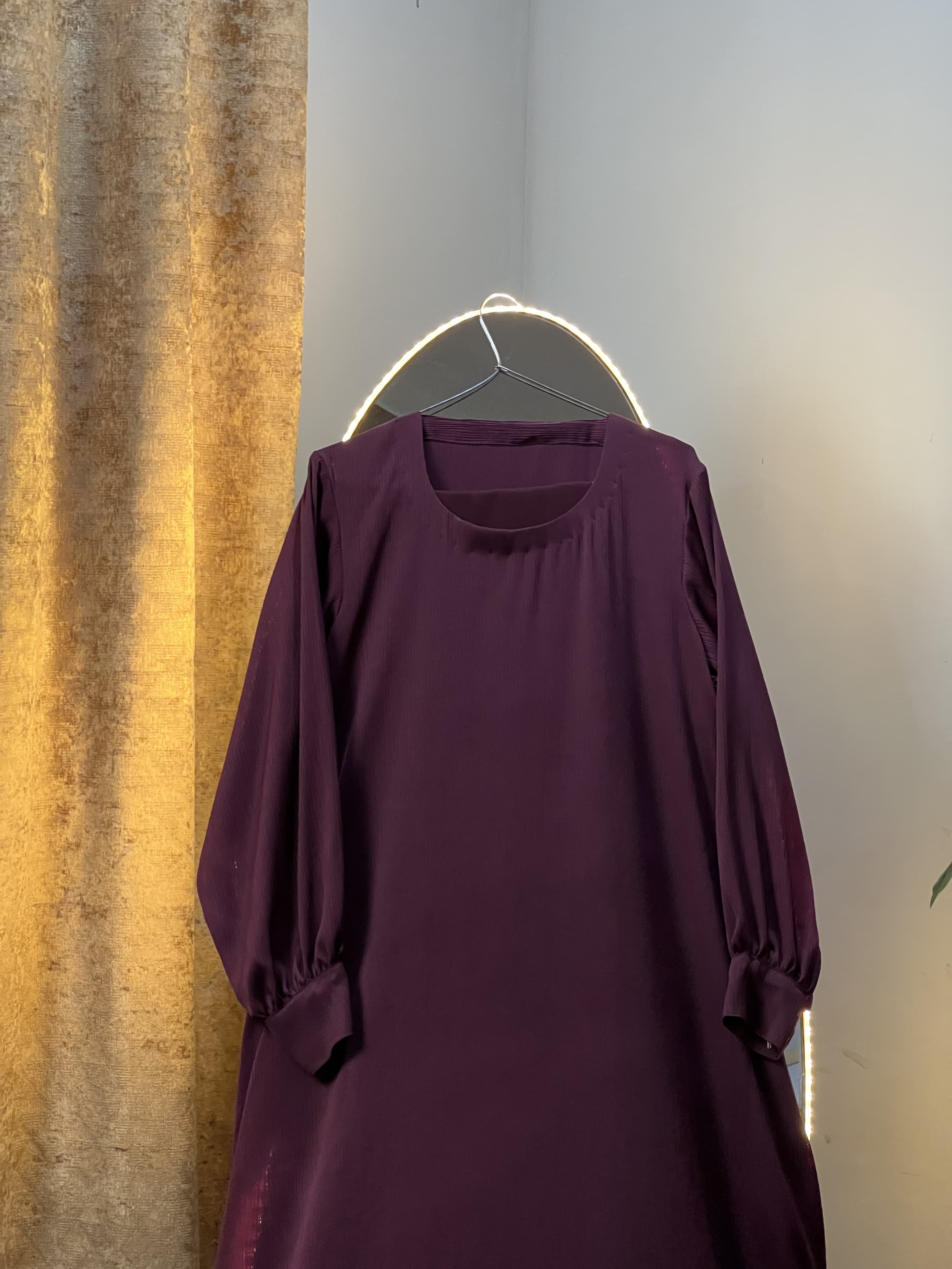 Maroon Gown Style Abaya Premium Zoom Nida Fabric view 6
