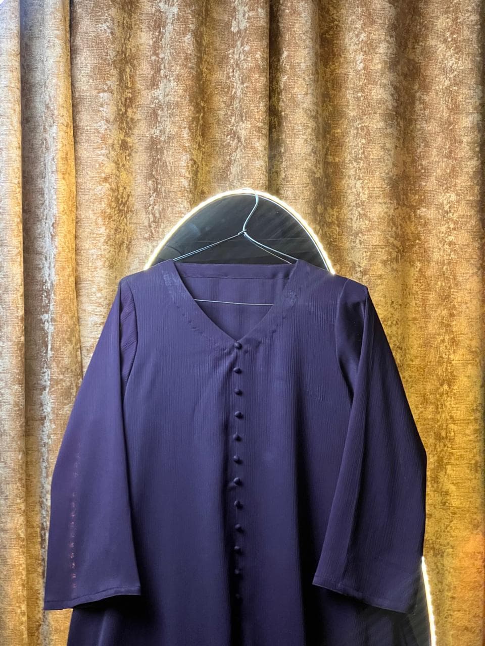Purple Zoom Nida Button Detail Closed Abaya view 3
