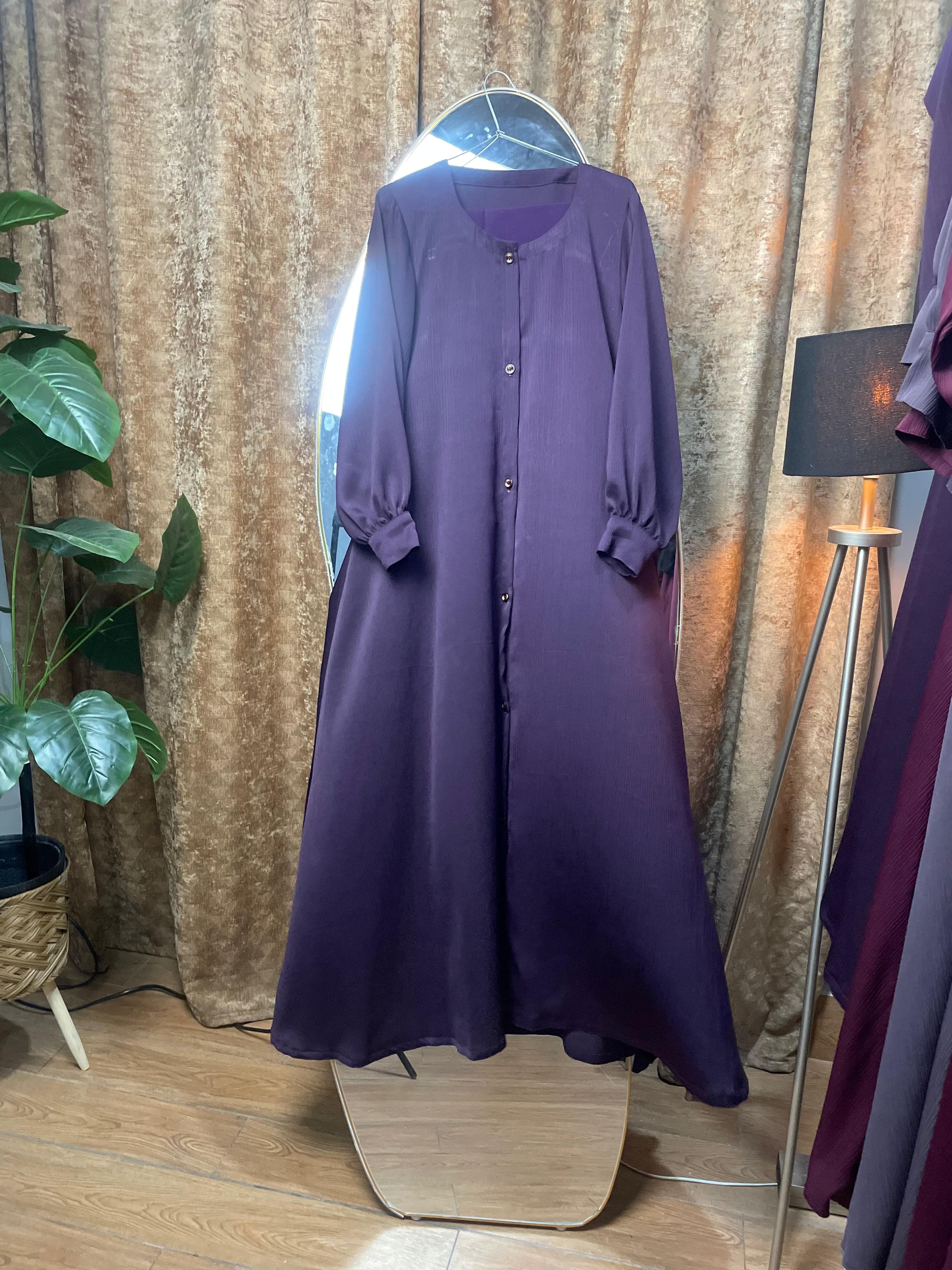 Purple Zoom Nida Open Button Abaya view 4