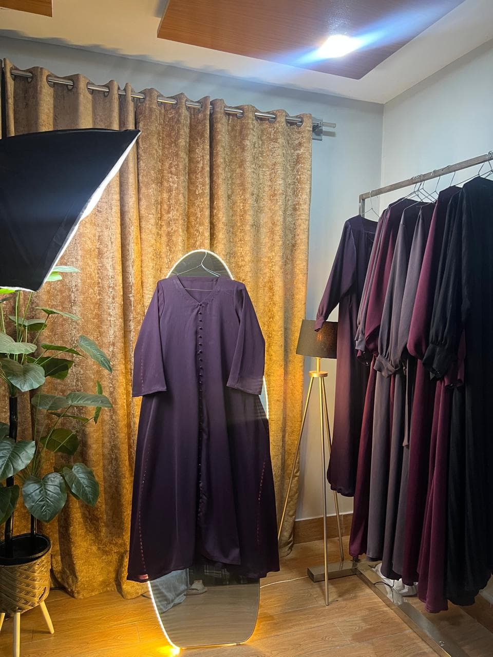 Purple Zoom Nida Button Detail Closed Abaya view 7