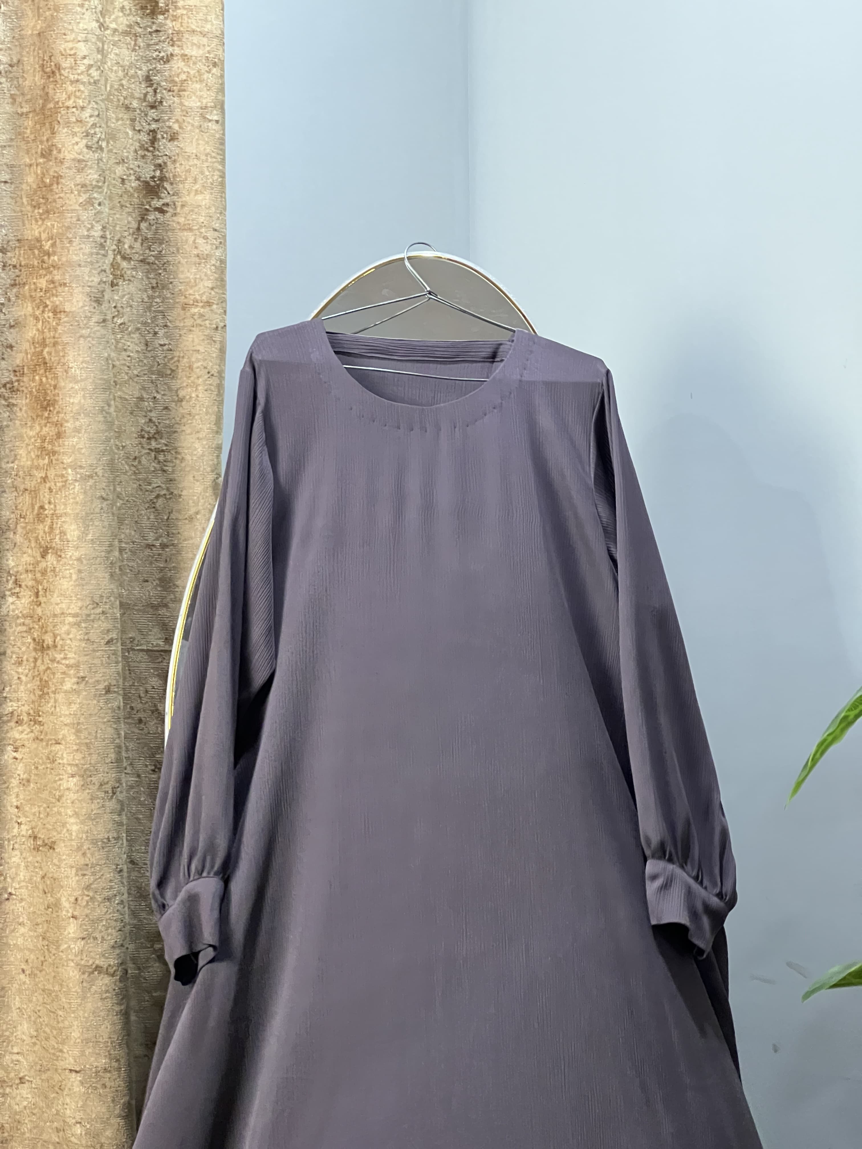Slate Grey Gown Style Abaya Premium Zoom Nida Fabric view 7