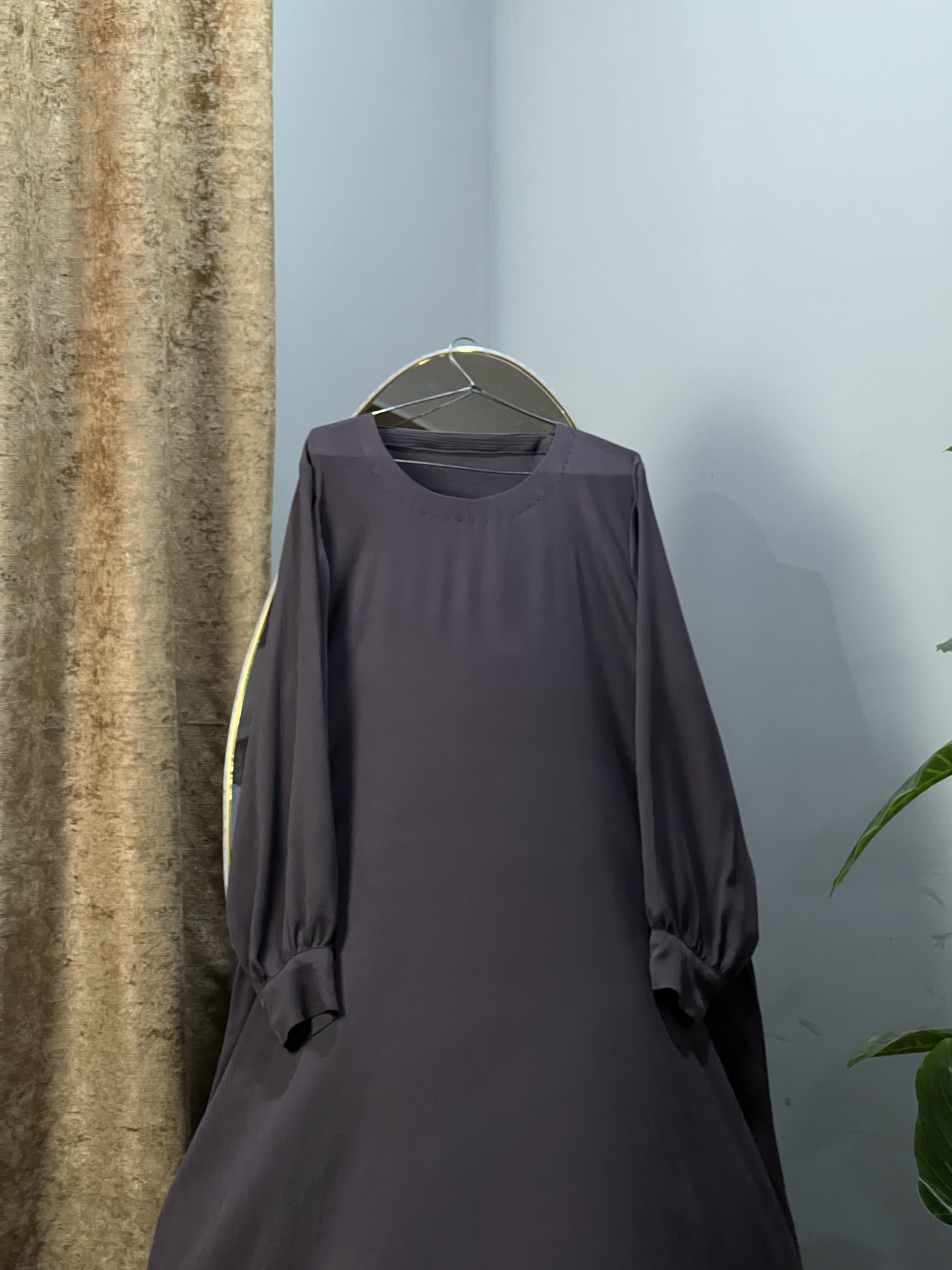 Slate Grey Gown Style Abaya Premium Zoom Nida Fabric view 2