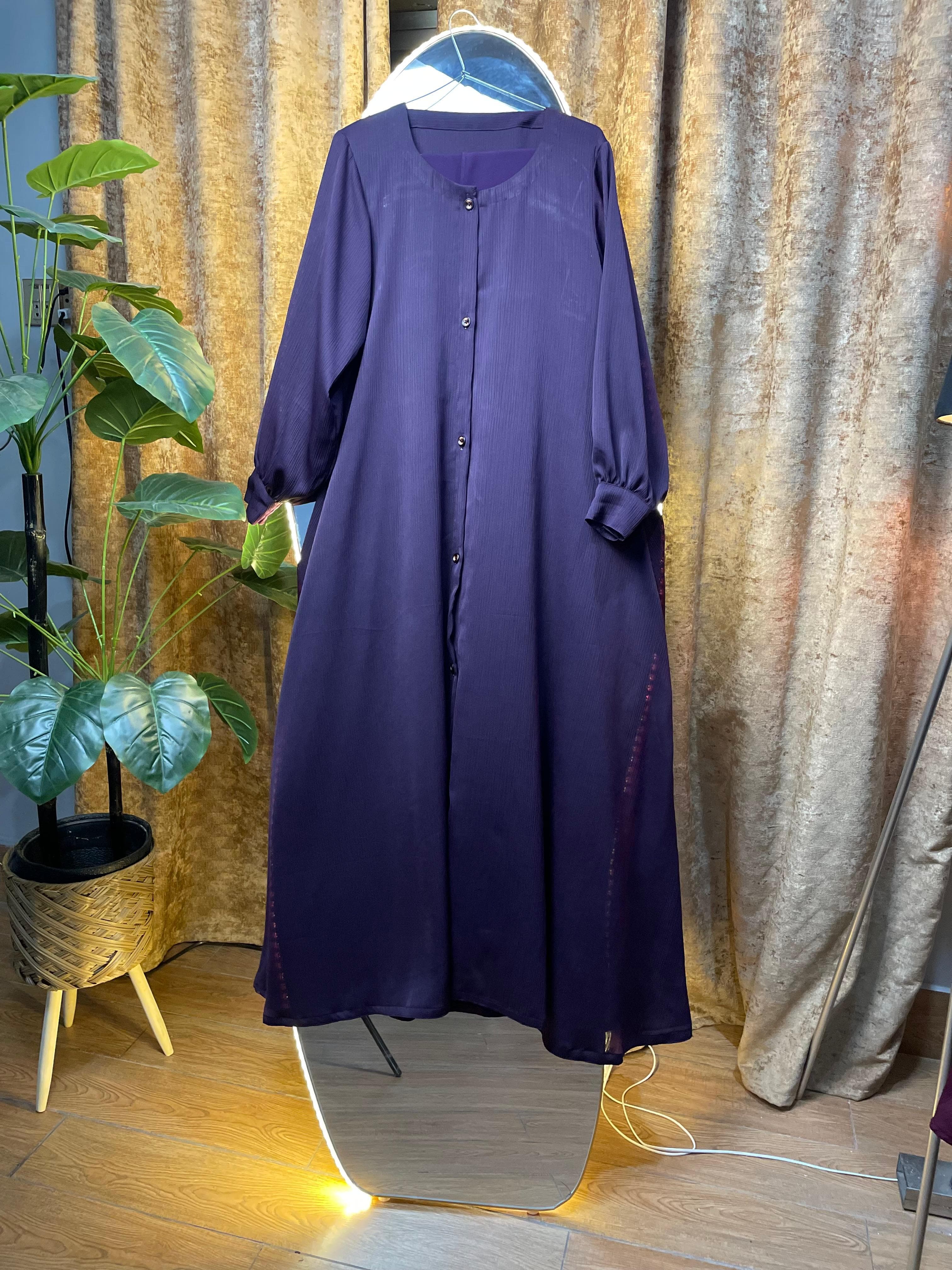 Purple Zoom Nida Open Button Abaya view 5