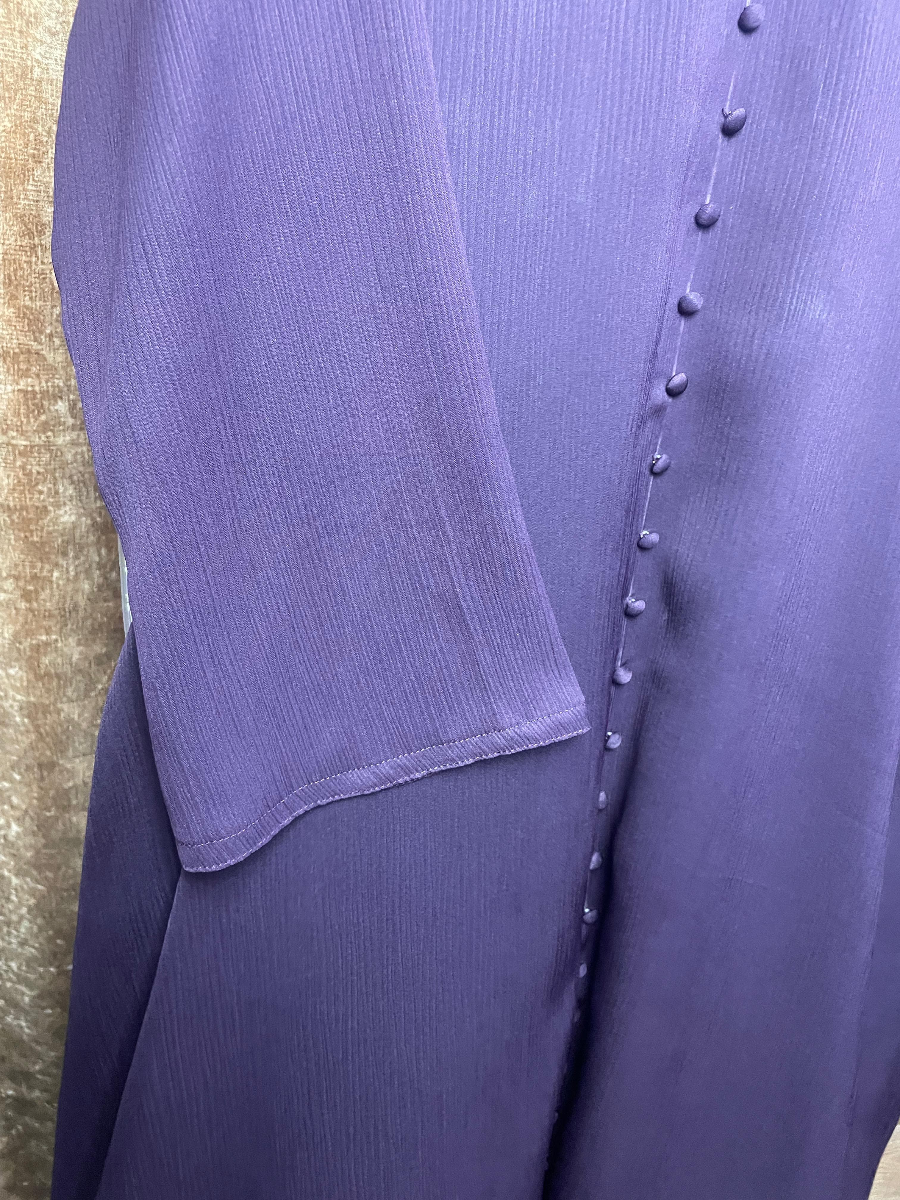 Purple Zoom Nida Button Detail Closed Abaya view 4