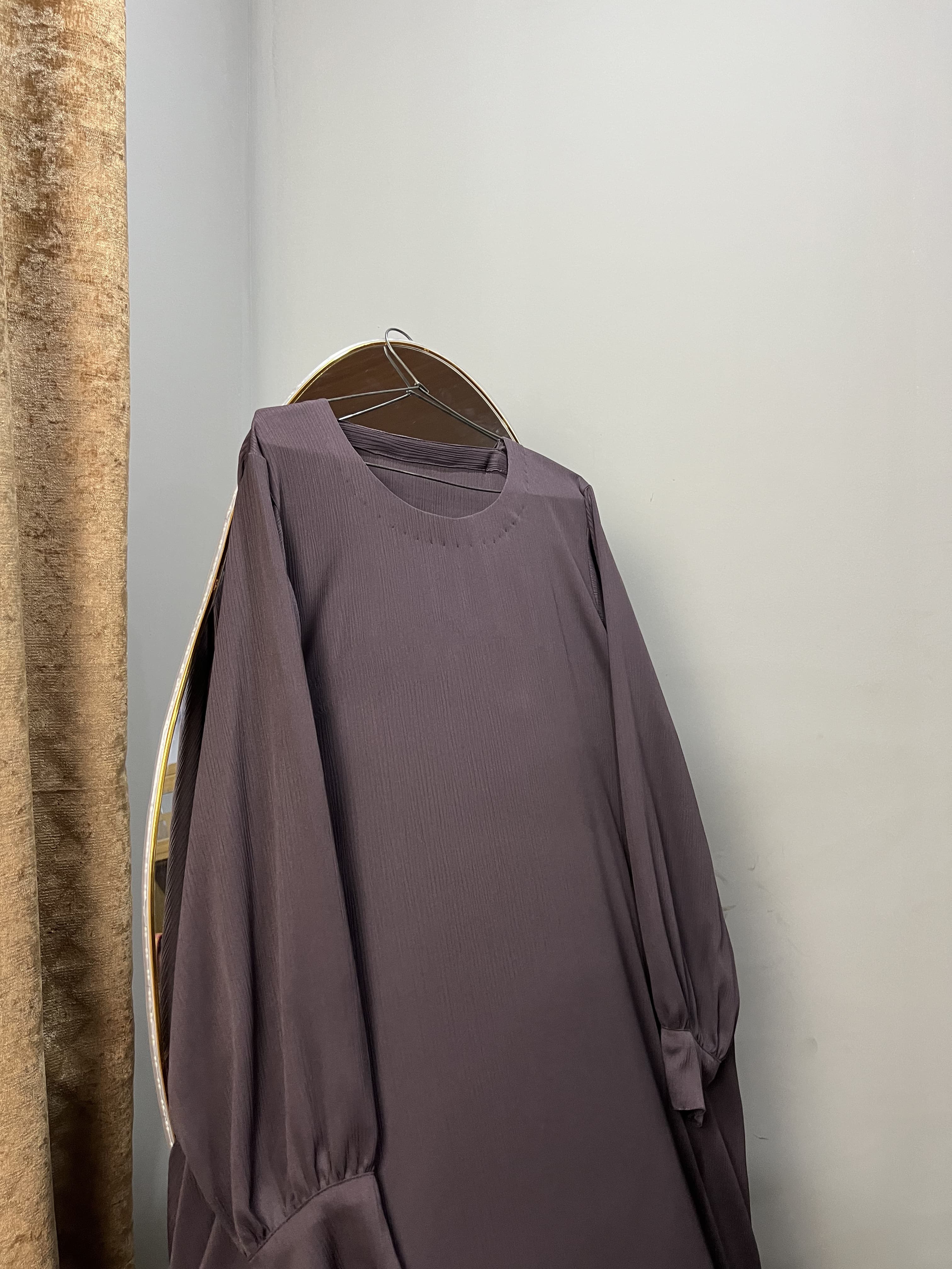 Slate Grey Gown Style Abaya Premium Zoom Nida Fabric view 4